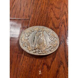 Horse Belt Buckle Chamber 24Kt Gold Plated